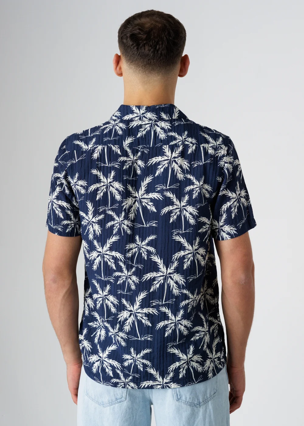 Tokyo Laundry Navy Relaxed Button-Up Palm Print Holiday Shirt - L Image 3