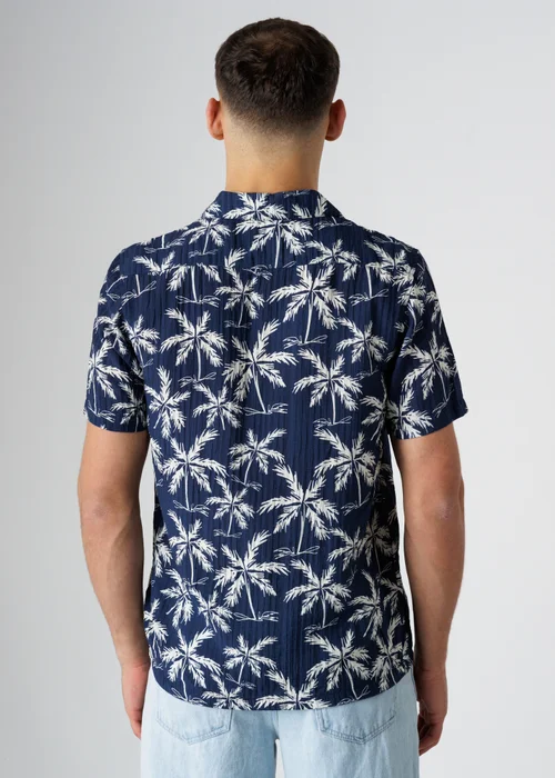 Tokyo Laundry Navy Relaxed Button-Up Palm Print Holiday Shirt - L Image 3