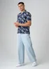 Tokyo Laundry Navy Relaxed Button-Up Palm Print Holiday Shirt - L Image 5