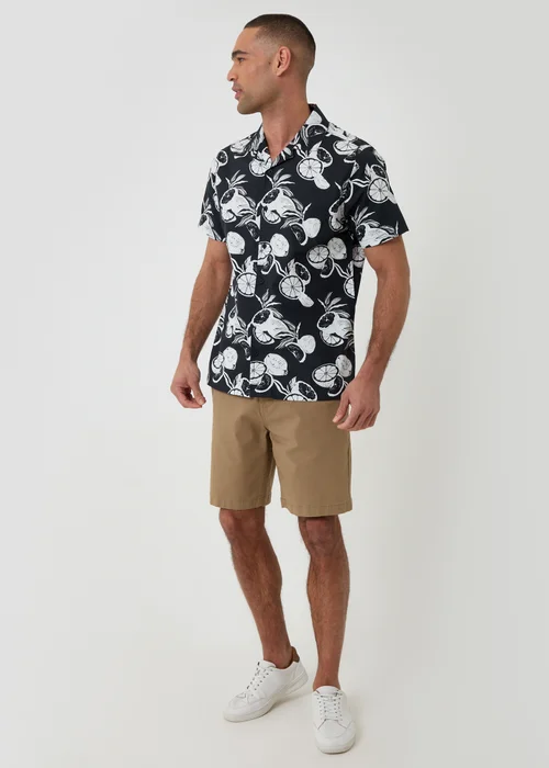 Threadbare Black Citrus Print Cotton Short Sleeve Shirt - XL Image 3