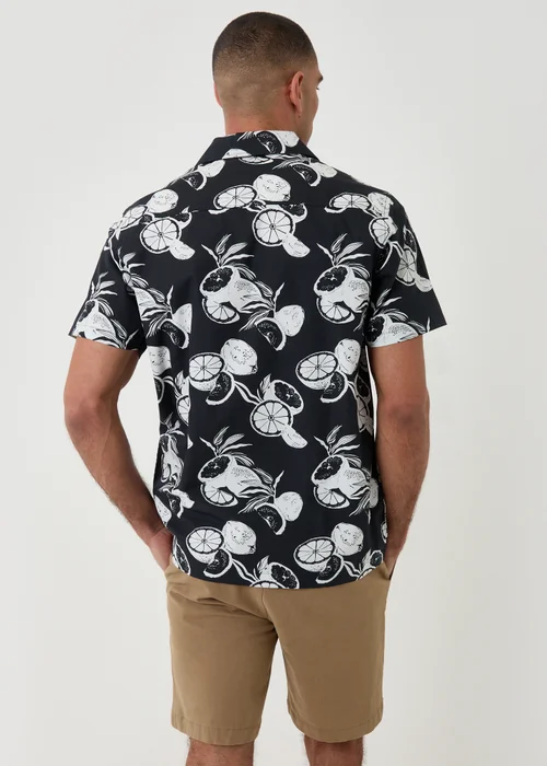 Threadbare Black Citrus Print Cotton Short Sleeve Shirt - XL Image 2