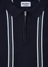 Threadbare Navy Stripe Quarter Zip Knitted Polo - 2XL Image 5