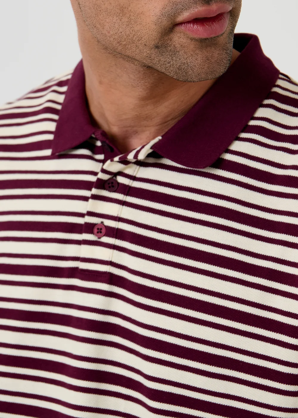 Threadbare Plum Relaxed Fit Stripe Polo Shirt - S Image 5