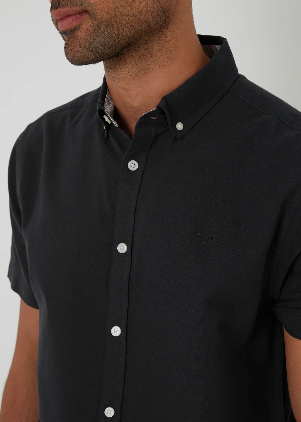 Threadbare Black Oxford Cotton Short Sleeve Shirt - S Image 4