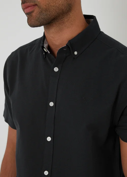 Threadbare Black Oxford Cotton Short Sleeve Shirt - S Image 4