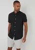 Threadbare Black Oxford Cotton Short Sleeve Shirt - S Image 1