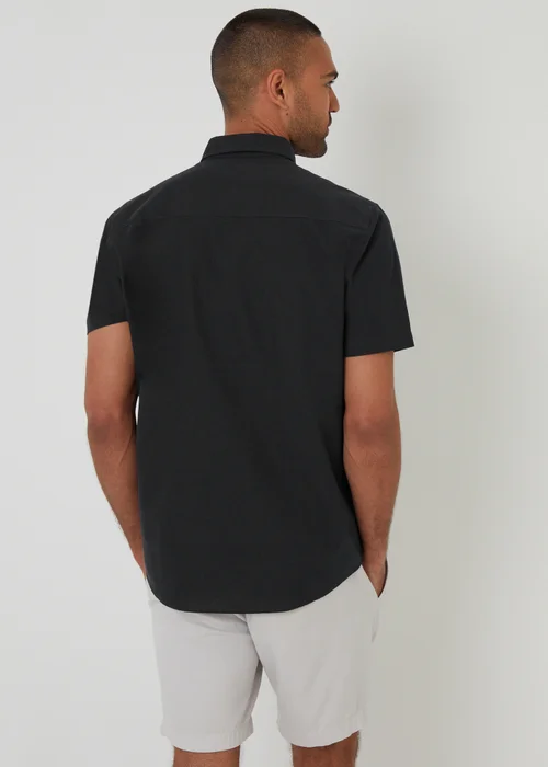Threadbare Black Oxford Cotton Short Sleeve Shirt - S Image 2