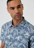 Threadbare Blue Tropical Print Cotton Short Sleeve Shirt - M Image 4