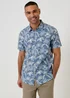 Threadbare Blue Tropical Print Cotton Short Sleeve Shirt - M Image 1