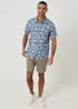 Threadbare Blue Tropical Print Cotton Short Sleeve Shirt - M Image 3