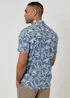Threadbare Blue Tropical Print Cotton Short Sleeve Shirt - M Image 2
