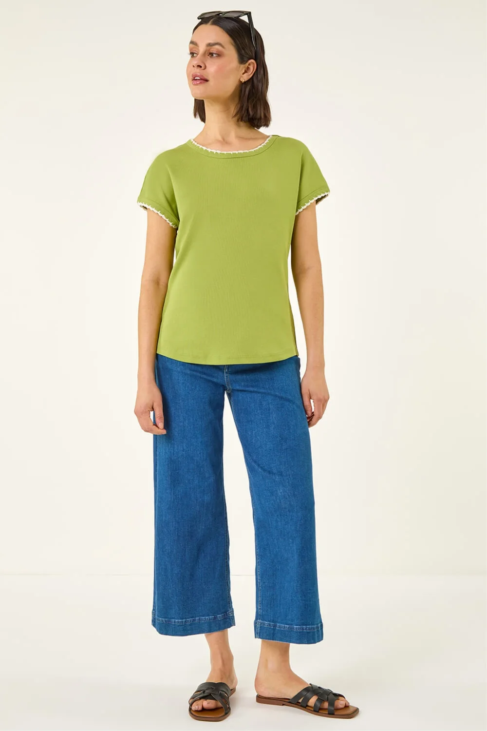 Roman Olive Stitch Detail Ribbed Top - 16 Image 2