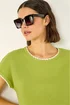 Roman Olive Stitch Detail Ribbed Top - 16 Image 1