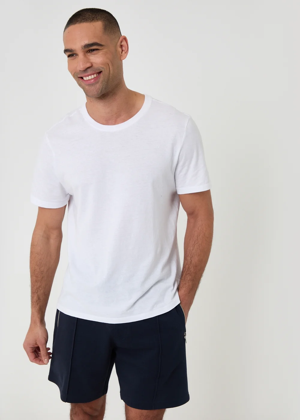 Threadbare Navy Pique Pleated Sweat Shorts - L Image 3