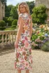 Roman Ivory Floral Print Wrap Twist Midi Dress - 16 Image 3