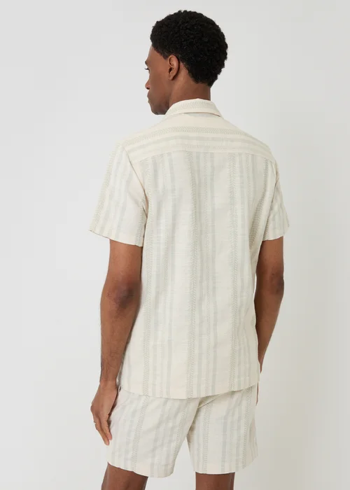 Threadbare Soft Green Chevron Stripe Cotton Short Sleeve Shirt - XL Image 2
