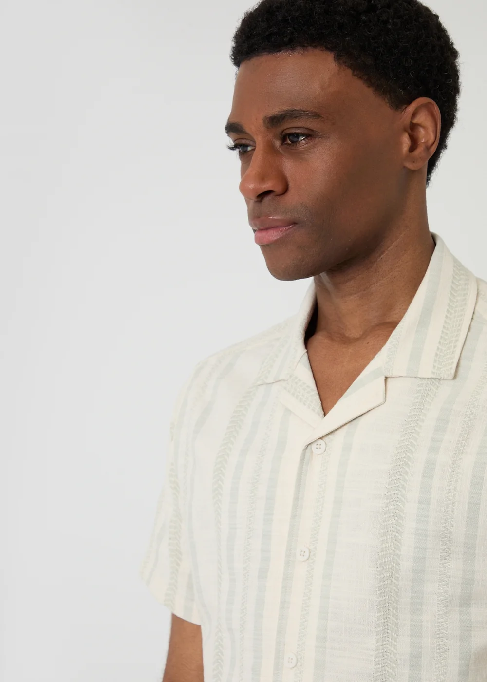 Threadbare Soft Green Chevron Stripe Cotton Short Sleeve Shirt - XL Image 4