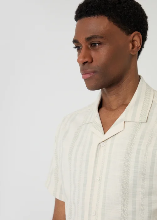 Threadbare Soft Green Chevron Stripe Cotton Short Sleeve Shirt - XL Image 4