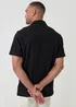 Threadbare Black Plisse Rib Short Sleeve Shirt - L Image 2