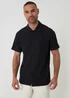 Threadbare Black Plisse Rib Short Sleeve Shirt - L Image 1