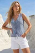 Dusk Navy Gingham Tie Front Blouse - 18 Image 1