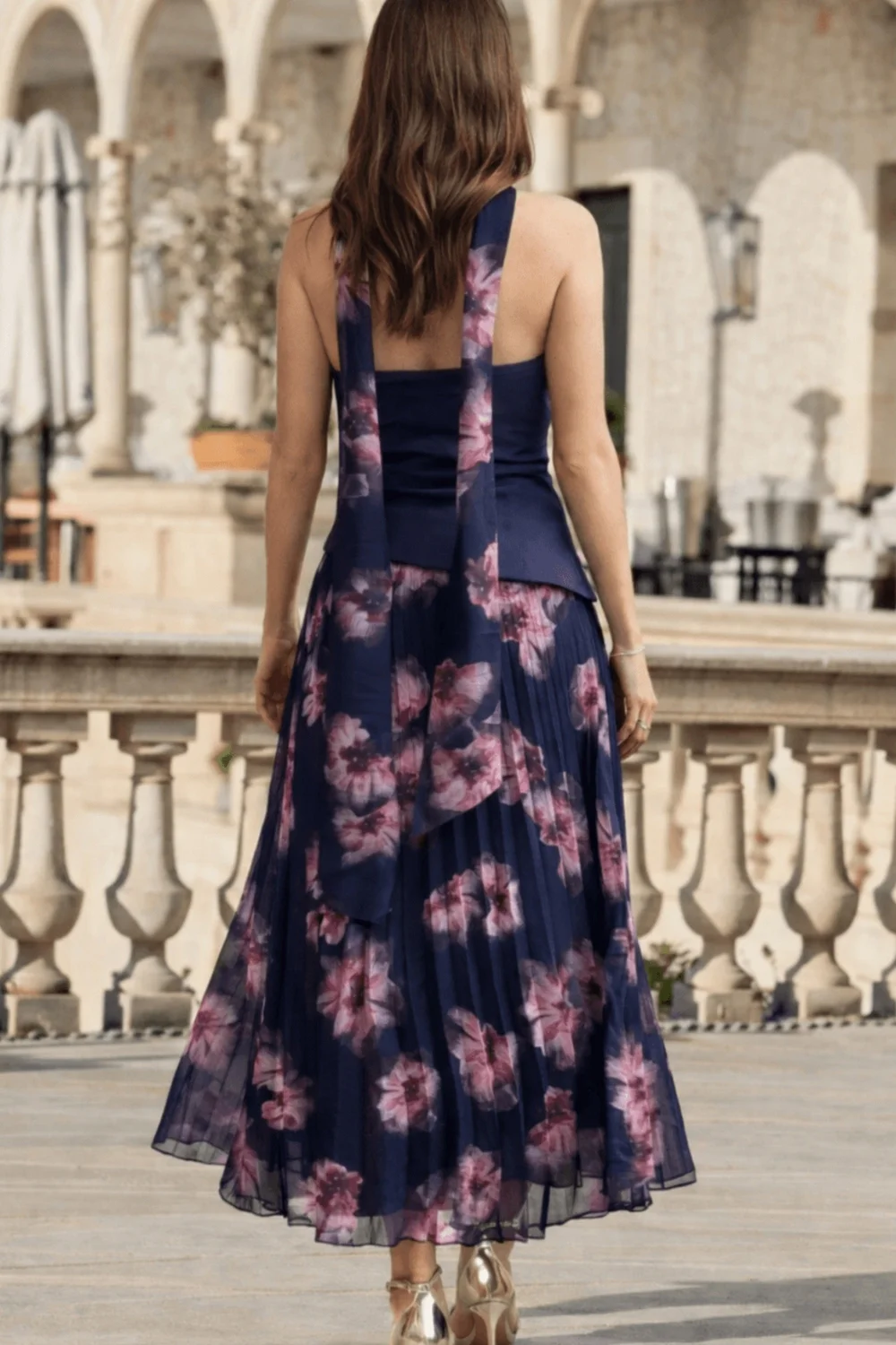 Style Cheat Navy Viola Scarf Bandeau Pleat Dress - 6 Image 2