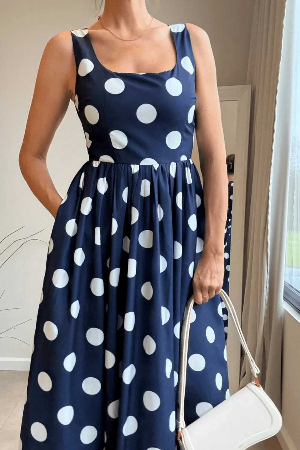 Style Cheat Navy & White Davica Polka Dot Midi Dress - 12 Image 3