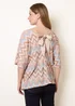 Blue Vanilla Beige Zig Zag Metallic Bow Back Top - One Size Image 2