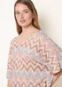 Blue Vanilla Beige Zig Zag Metallic Bow Back Top - One Size Image 4