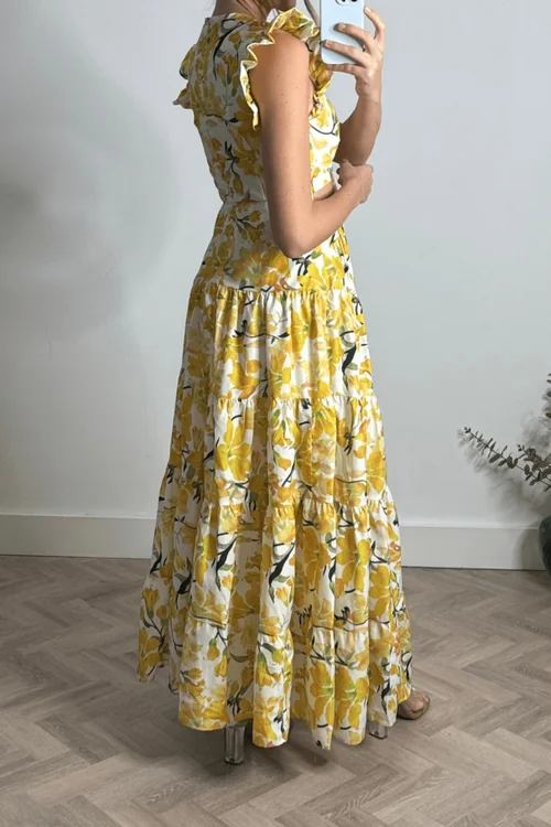 Style Cheat Lemon Floral Indie Cut Out Frill Maxi Dress - 18 Image 3
