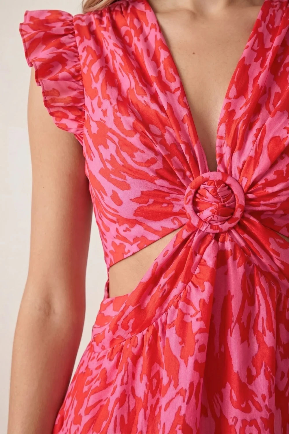 Style Cheat Red & Pink Indie Cut Out Frill Maxi Dress - 12 Image 2