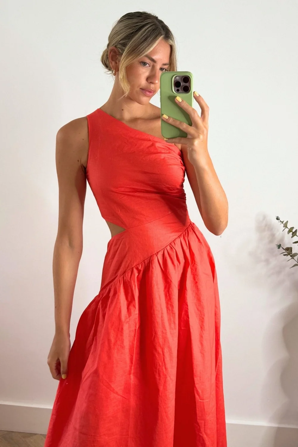 Style Cheat Coral Jasmine Cut Out One Shoulder Midi Dress - 16 Image 5