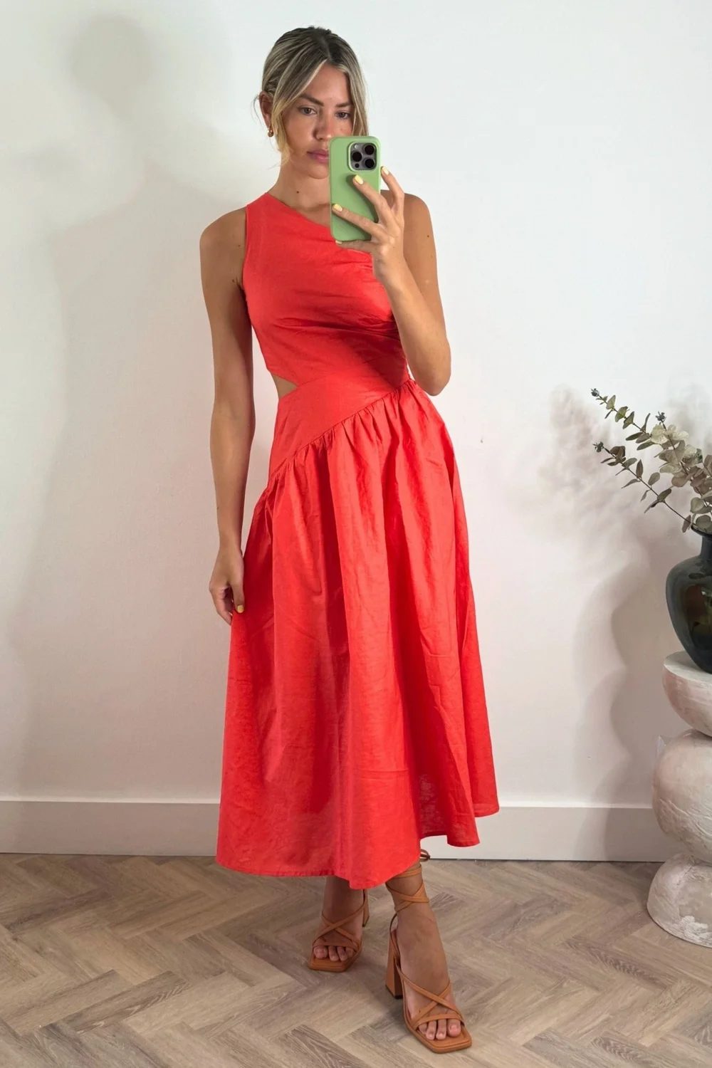 Style Cheat Coral Jasmine Cut Out One Shoulder Midi Dress - 16 Image 6
