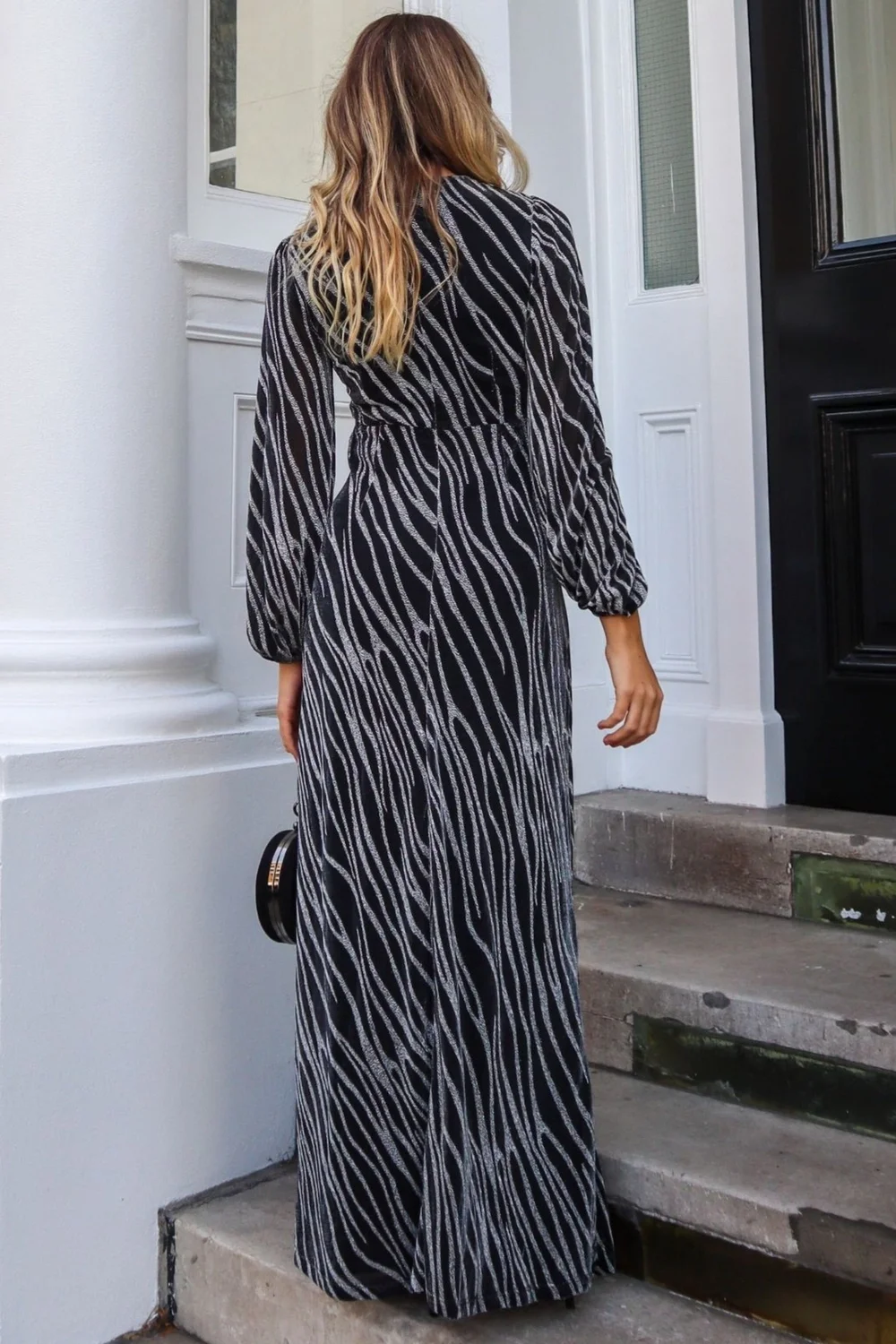 Style Cheat Black Metallic Zebra Tami Cut Out Maxi Dress - 10 Image 4