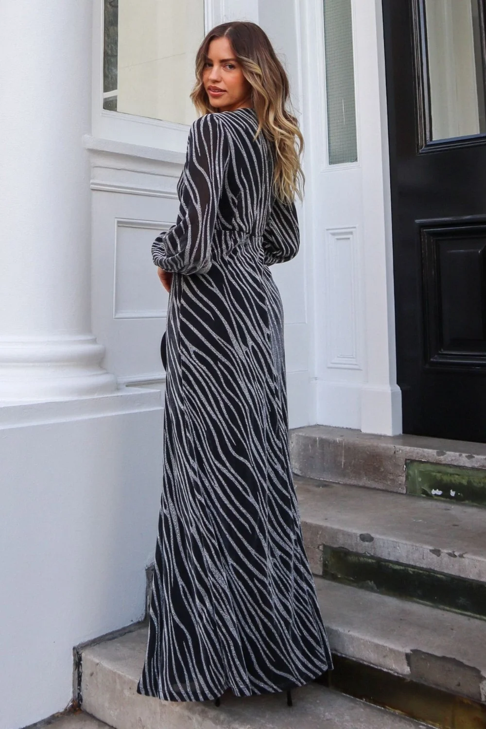 Style Cheat Black Metallic Zebra Tami Cut Out Maxi Dress - 10 Image 3