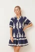 Style Cheat Navy & White Placement Print Smock Mini Dress - 8 Image 1