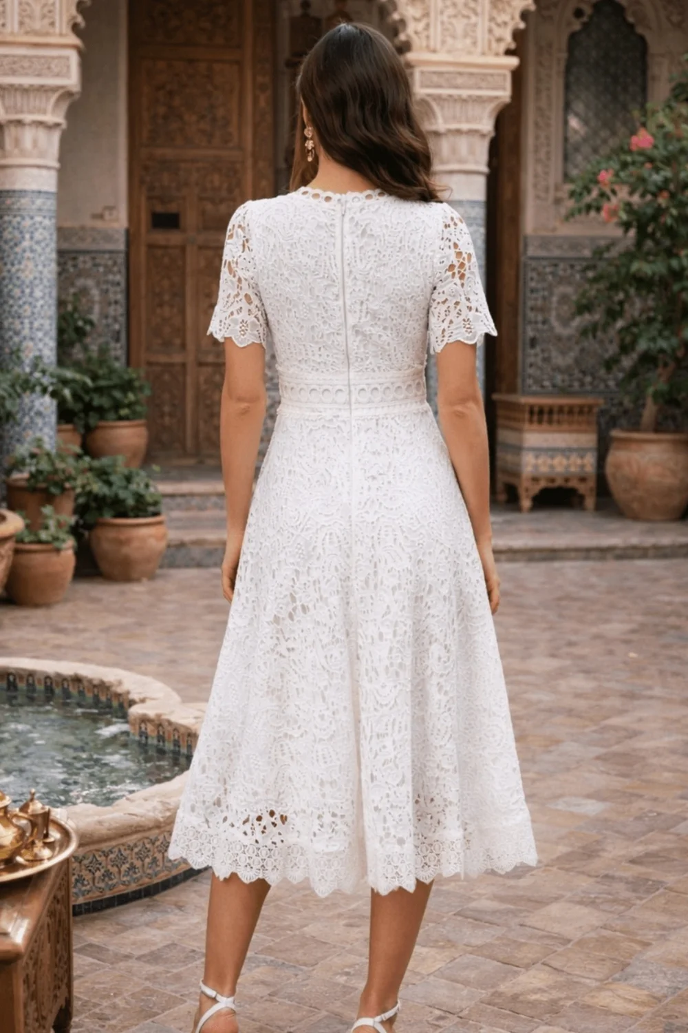 Style Cheat White Broderie Lace Midi Dress - 10 Image 4