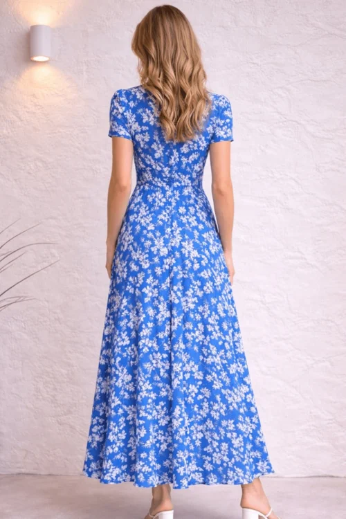 Style Cheat Blue Button Floral Midi Dress - 8 Image 2