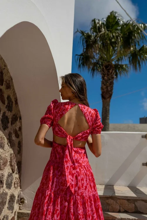 Style Cheat Pink Animal Zoe Tiered Cutout Maxi Dress - 8 Image 3