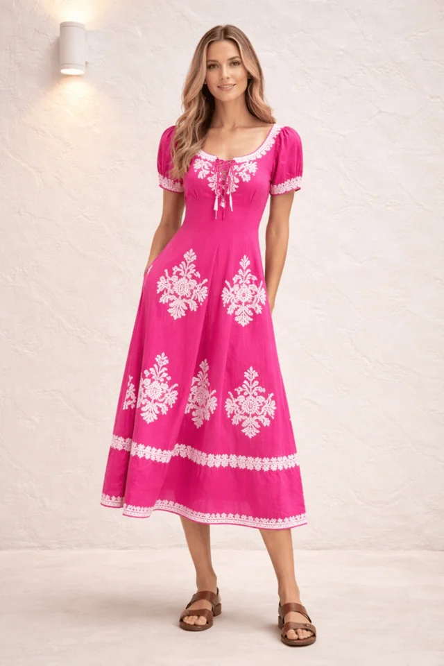 Style Cheat Knot Front Midi Dress Pink