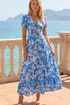 Style Cheat Blue Floral Zoe Tiered Cutout Maxi Dress - 8 Image 3