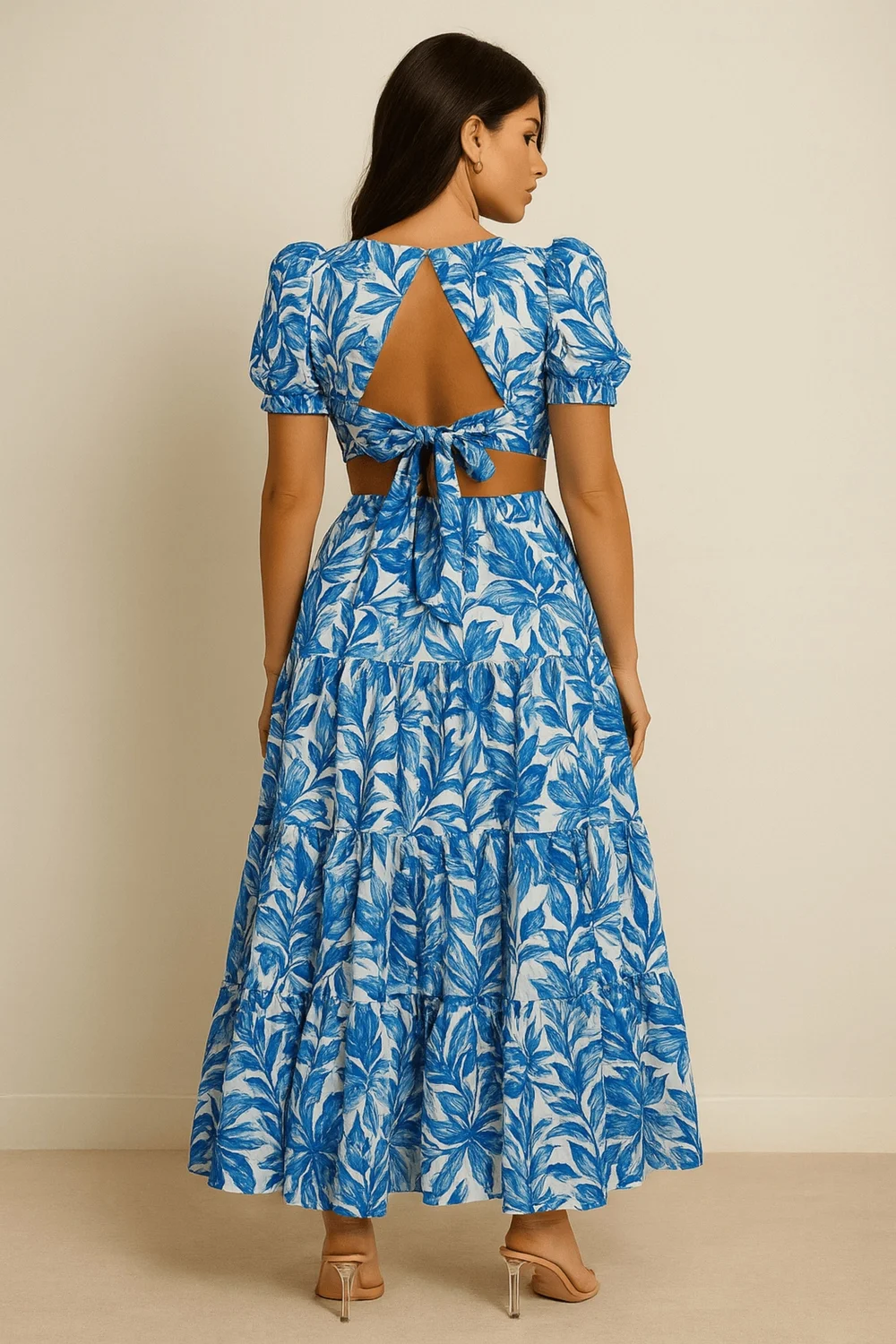 Style Cheat Blue Floral Zoe Tiered Cutout Maxi Dress - 8 Image 5