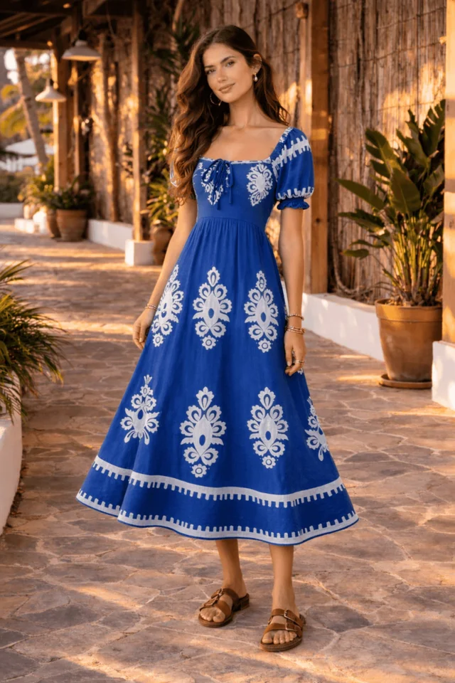 Style Cheat Knot Front Midi Dress Blue