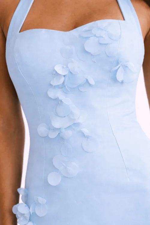 Style Cheat Blue Blossom Halter Mini Dress - 14 Image 2