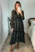 Style Cheat Blurred Khaki Floral Birdie Frill Tie Back Maxi Dress - 6 Image 2