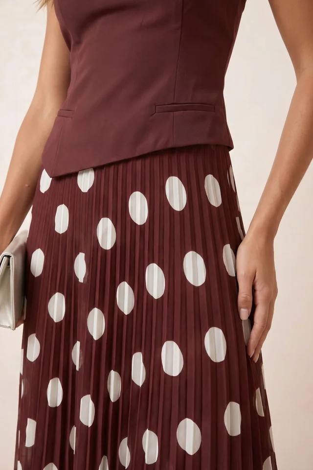 Style Cheat Brown Spot Madelaine Bandeau Midi Dress