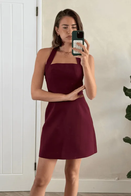 Style Cheat Burgundy Tilly Halter Mini Dress - 6 Image 2