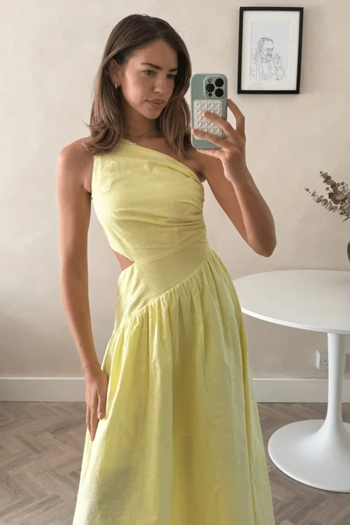 Style Cheat Yellow Jasmine Cut-Out One-Shoulder Midi Dress - 12 Image 2