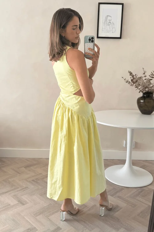 Style Cheat Yellow Jasmine Cut-Out One-Shoulder Midi Dress - 12 Image 3