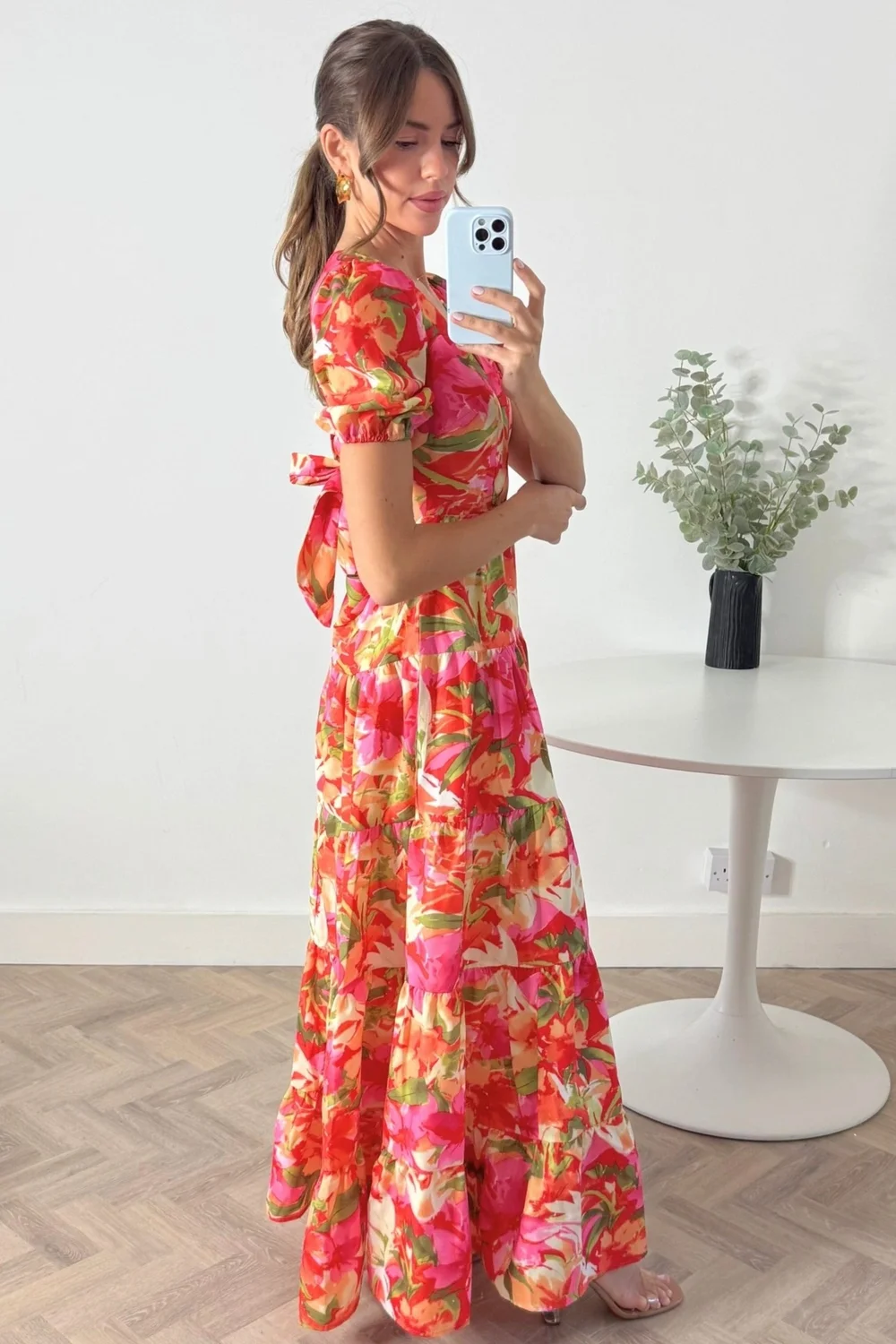 Style Cheat Orange Tropical Print Zoe Tiered Cutout Maxi Dress - 6 Image 2